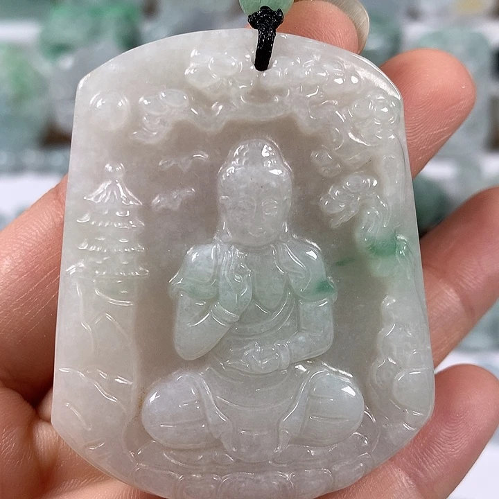 翡翠未镶嵌颈饰阿尼陀佛福利卡厚8