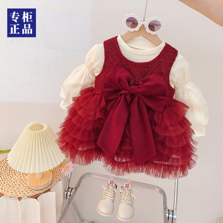 女童秋装连衣裙套装2025新款儿童公主裙一周岁女宝宝礼服生日礼服