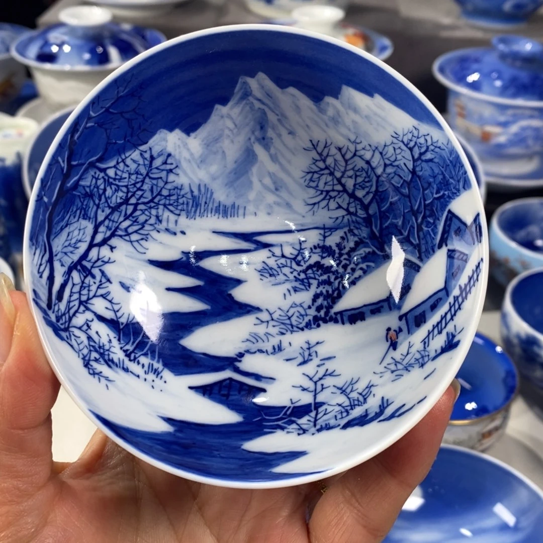 青花雪景主人杯杯