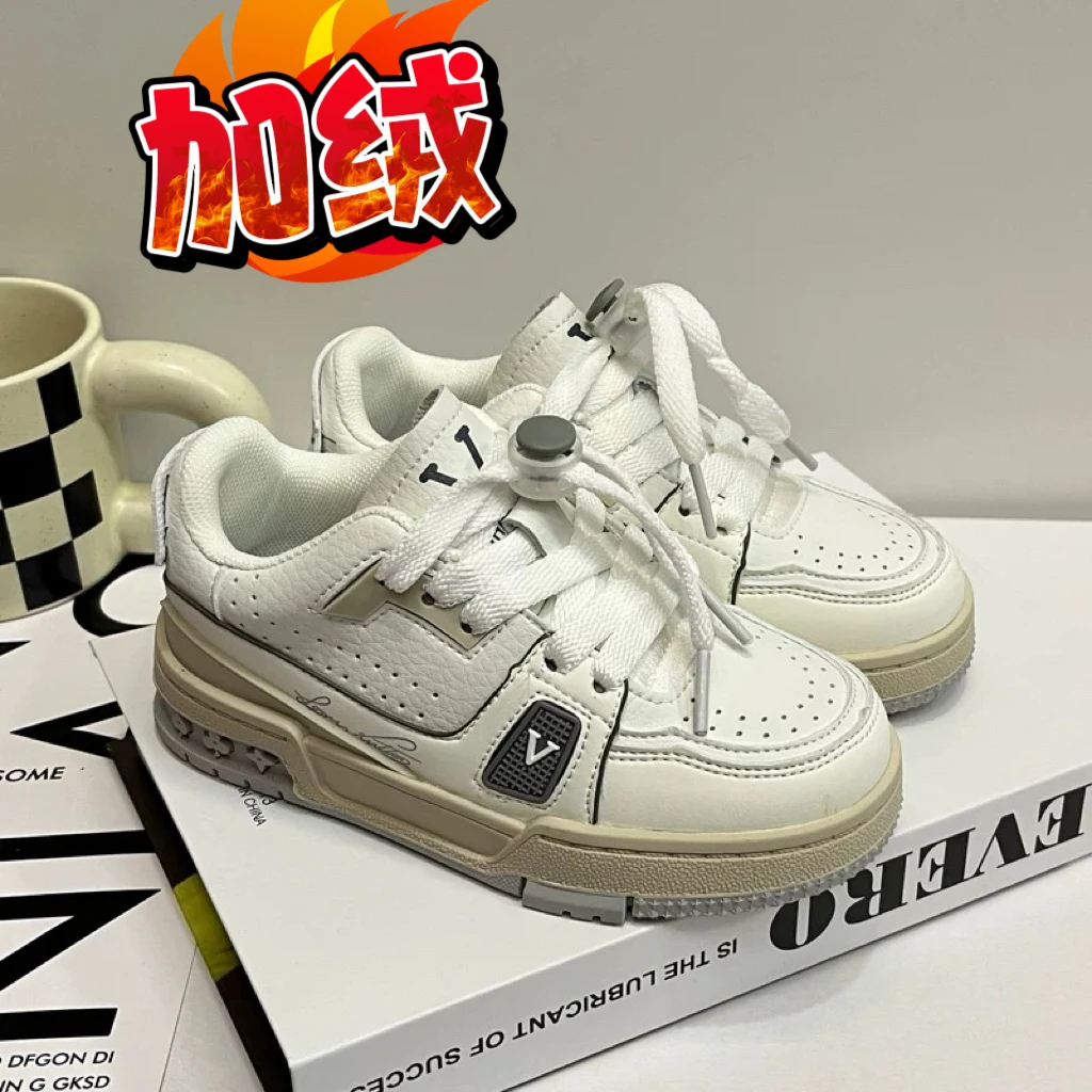 儿童棉鞋潮鞋小白鞋休闲鞋板鞋宝宝加绒透气德训鞋白色鞋子童鞋