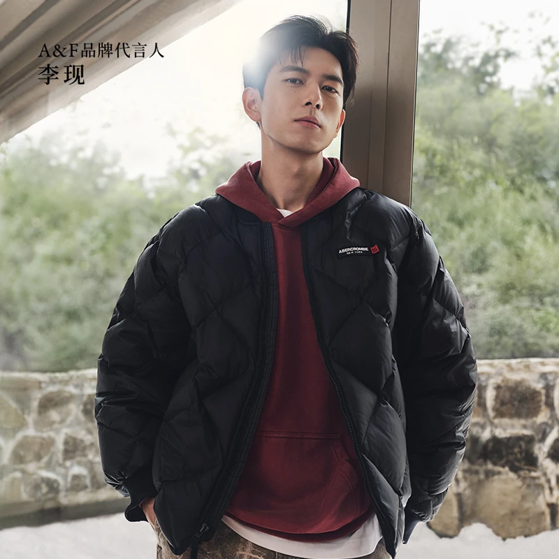 AF男装25秋冬新款菱格LOGO双头拉链保暖棒球服羽绒服132-5193