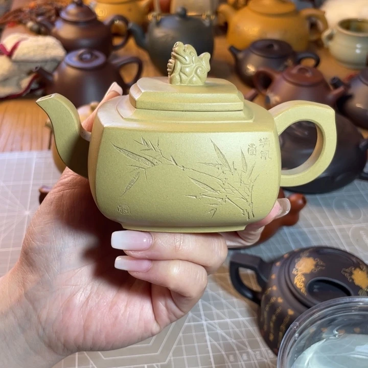 本山绿泥壶纯手工四方器