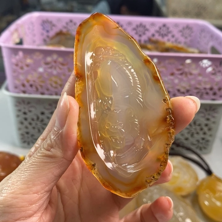 玛瑙/玉髓吊坠(不含链)足铂镶嵌