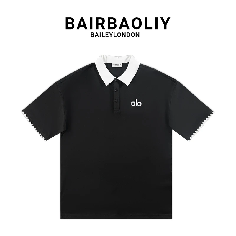 BAIRBAOLIY潮牌男士春夏2025新款拼色简约百搭翻领宽松短袖POLO衫