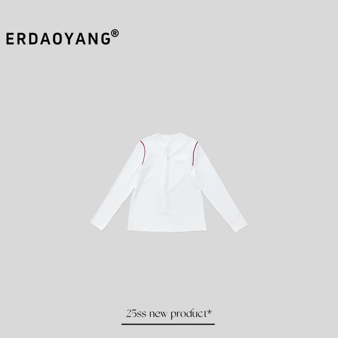 ERDAOYANG "拉夫二世" 刺绣撞色线条修身圆领长袖CXG022
