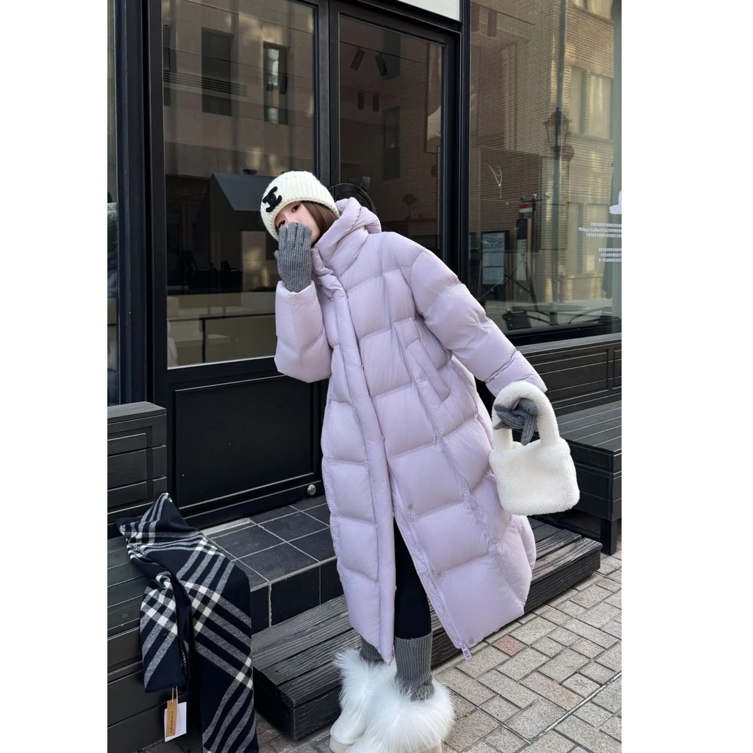 90白鸭绒服女云感泡芙大被子加厚保暖百搭过膝长款连帽冬季韩版