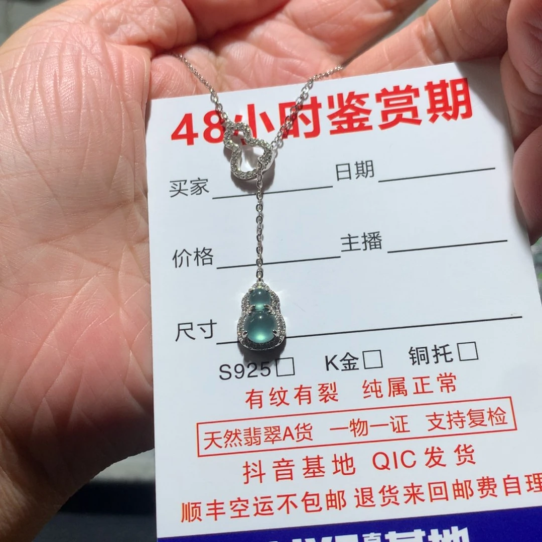 i***诺翡翠银S925镶嵌耳饰项链