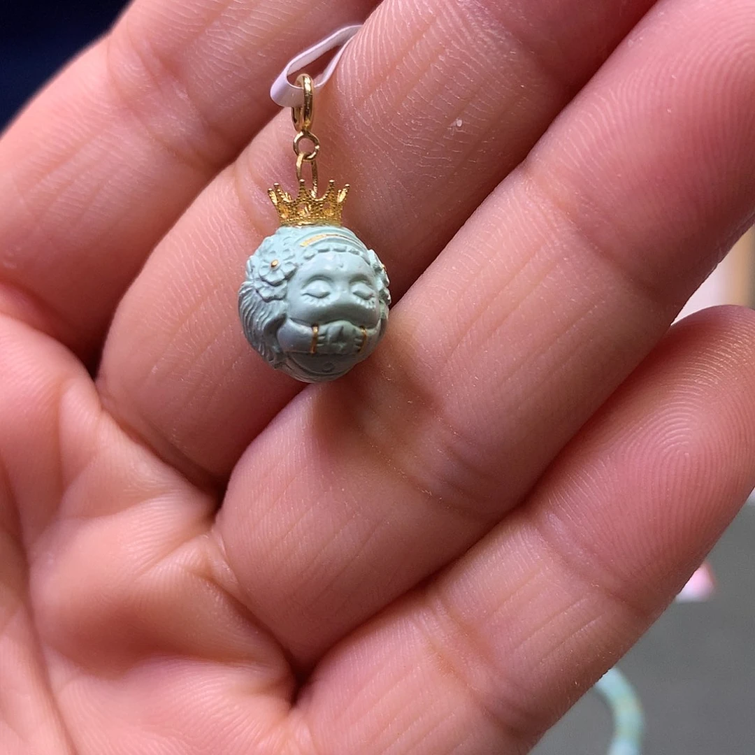 绿松石18K金镶嵌挂件