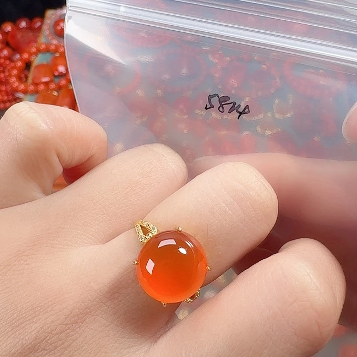 南红玛瑙银S925镶嵌戒指