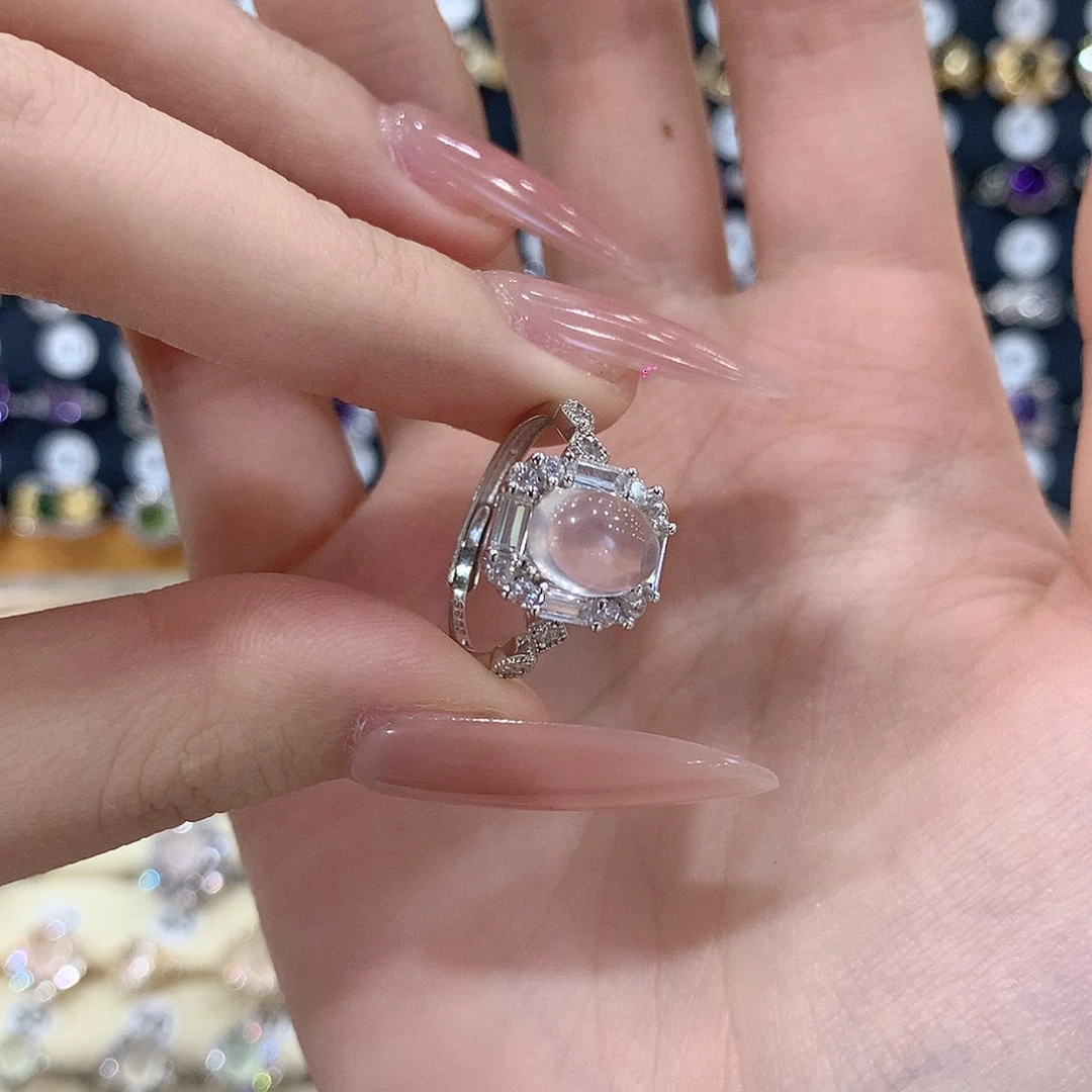 芙蓉石戒指银S925镶嵌玛****