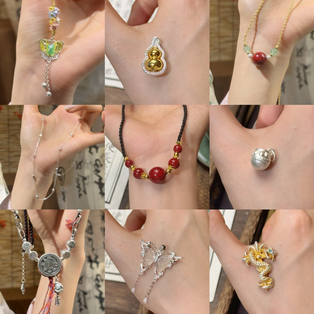 顺钦银楼 吊坠足银布艺 【项链合集】气质时尚百搭项链吊坠合集