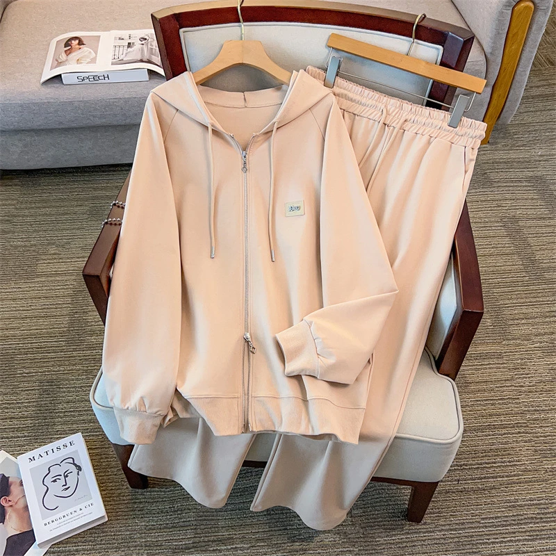 130-350斤大码女装胖mm新款时尚显瘦卫衣长裤时尚休闲套装