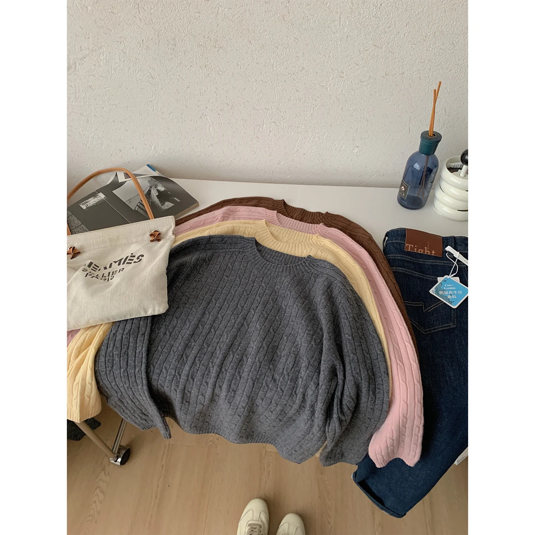 苏安家｜拉夫老钱 一体无缝全羊毛16支双股纱麻花毛衣