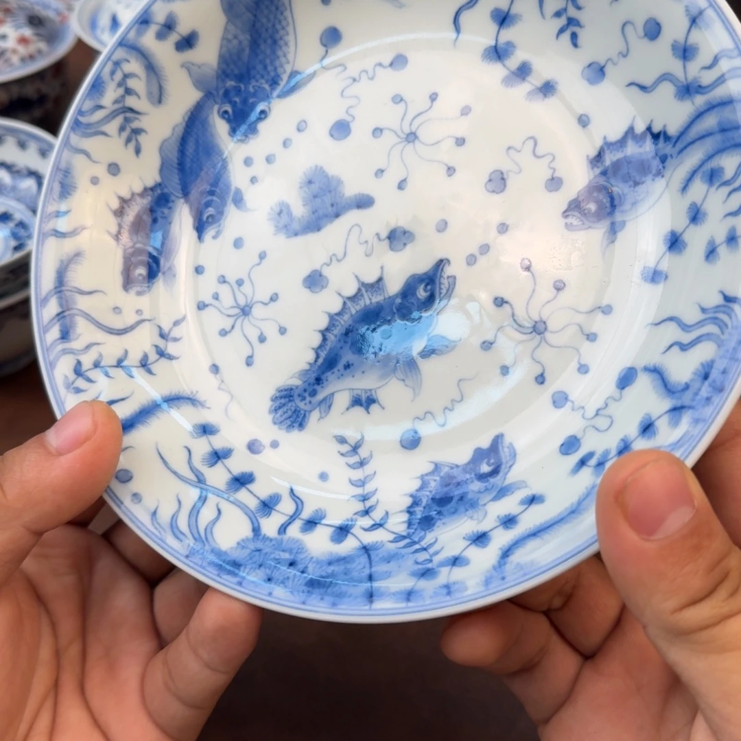 村***鹅陶摆件微瑕湖承手绘鱼藻