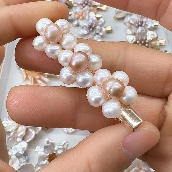 淡水珍珠发饰银S925镶嵌