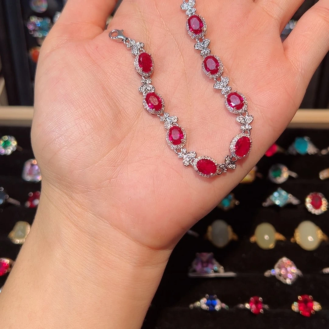 蓝宝石手链银S925镶嵌