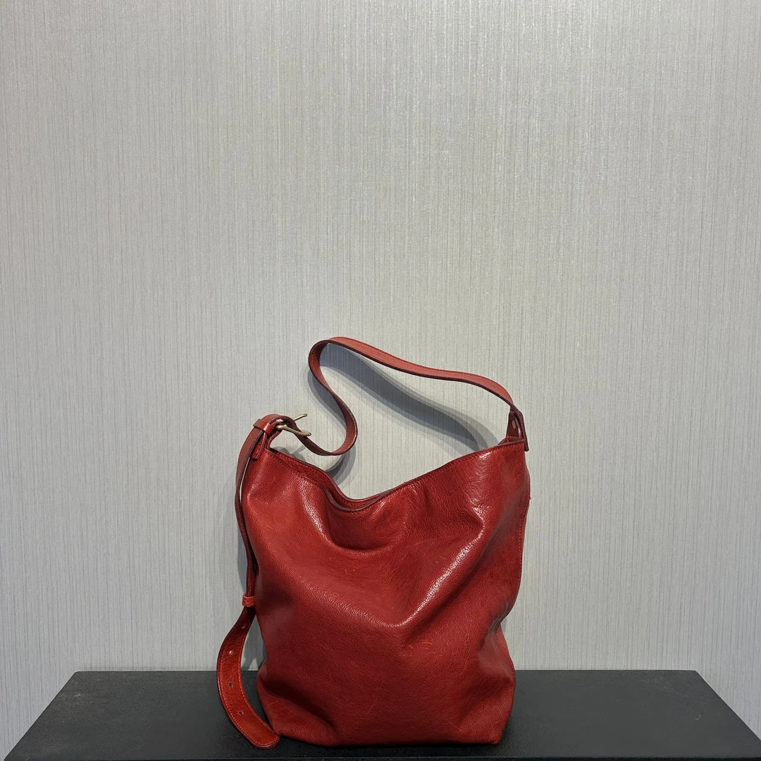 【CATLUCY】进口植鞣头层牛皮手工包  人生第一个水桶包