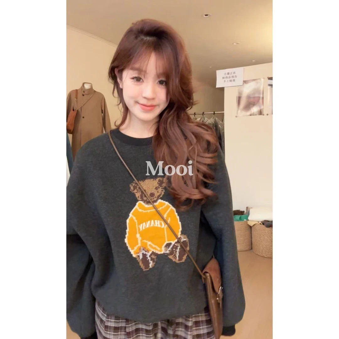 【mooi】'冬日熊仔'秋冬新款韩版ins风小众设计感卫衣