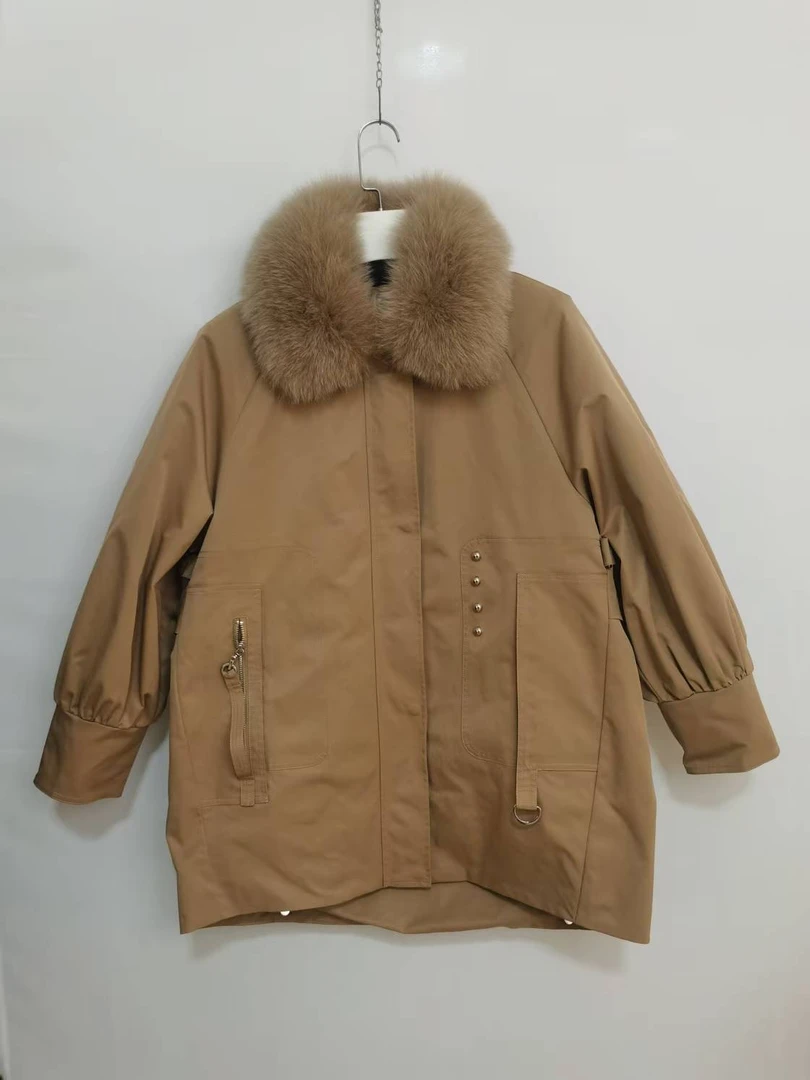 孤品2025冬季派克服真皮草獭兔毛内胆狐狸毛毛领长度70CM