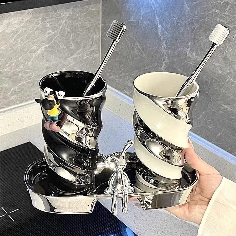 漱口杯刷牙杯家用牙杯高颜值牙刷杯情侣牙具杯陶瓷高级感情侣杯