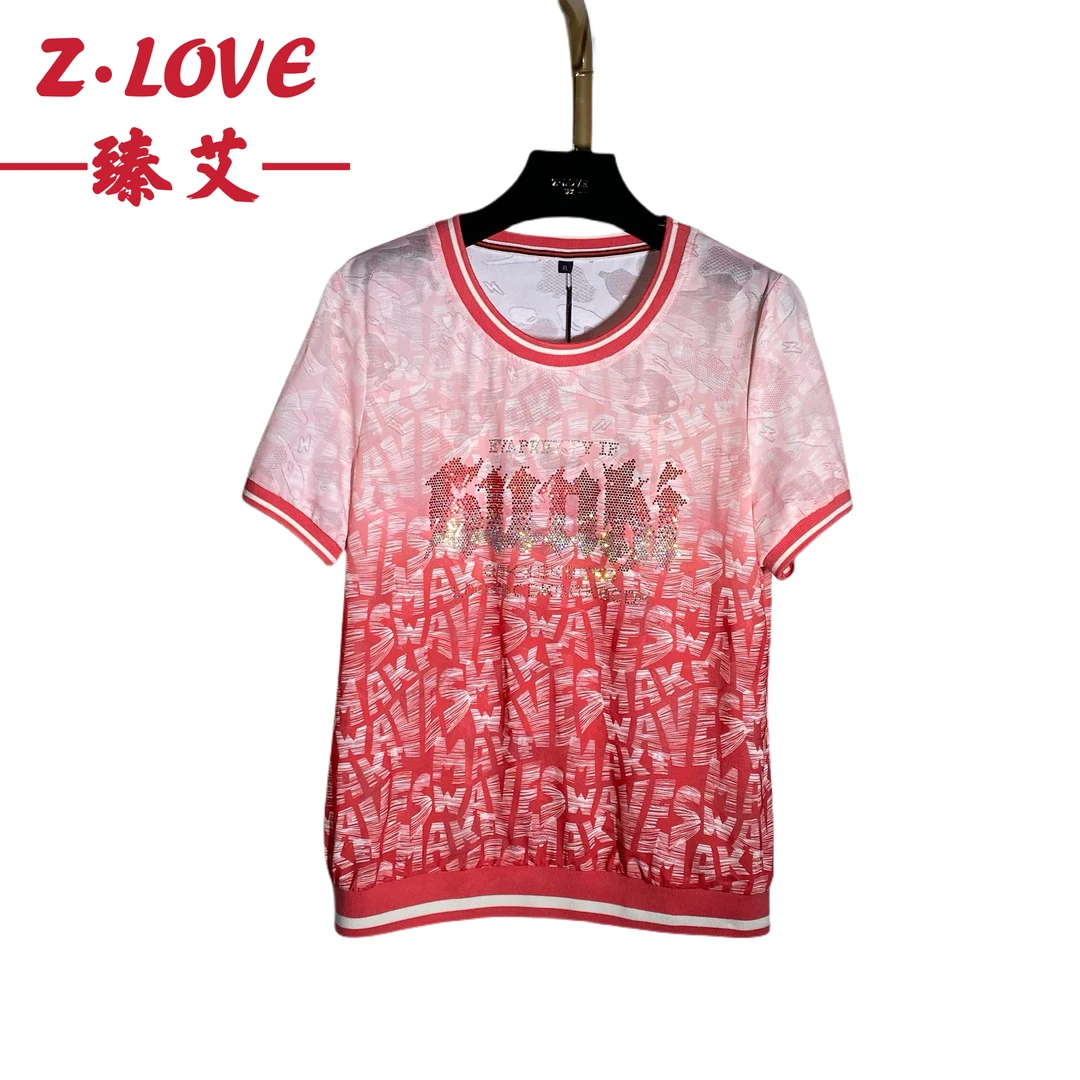 【A B彩梦境回廊】7014欧韩休闲时尚女装短袖圆领休闲时尚T恤上衣