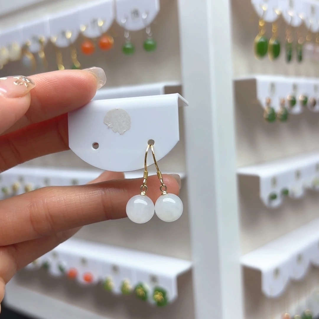 和田玉耳饰银S925镶嵌2