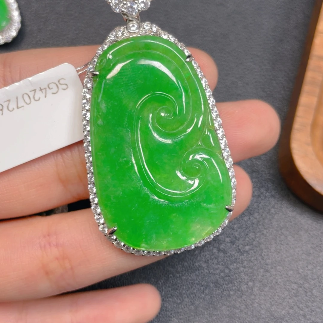 翡翠银S925镶嵌挂件bbbbn