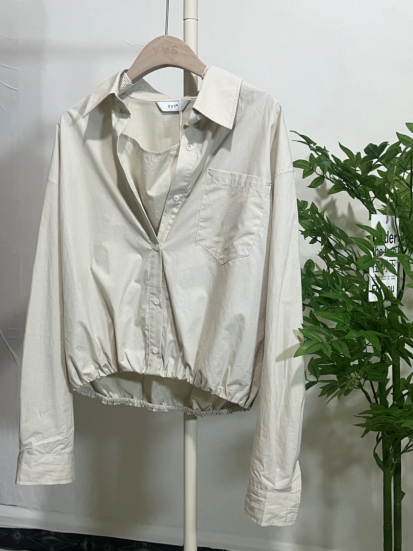 春季时尚休闲宽松短款韩版衬衣设计感小众衬衫