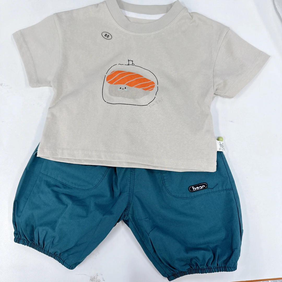 初柒母婴-棉宝乐夏季男宝薄款短裤短袖套装-8816