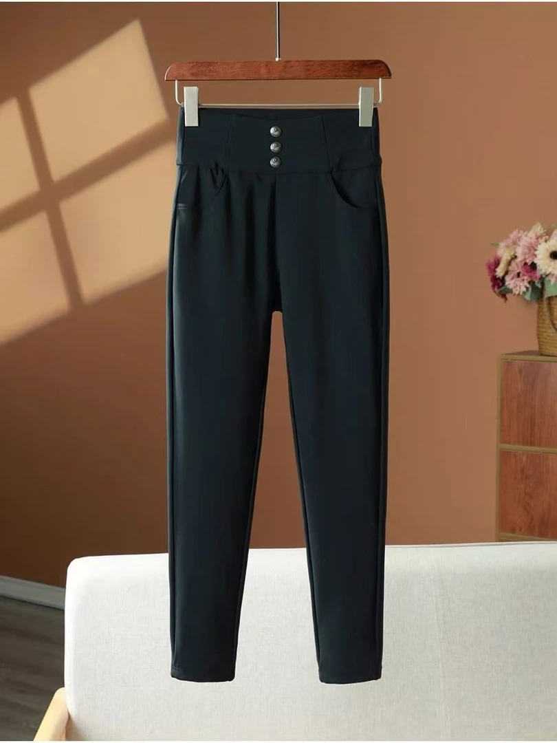 1088 G 秋冬女士高腰加绒小黑裤高腰女弹力小脚裤 三楼