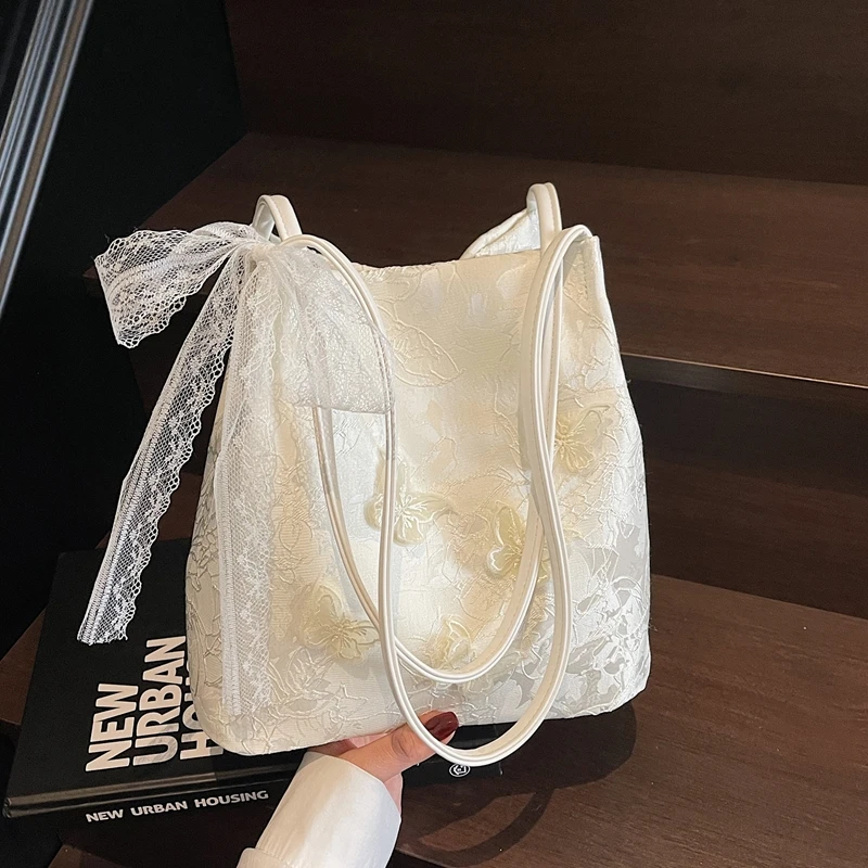 洋气仙女风蝴蝶单肩大包女式2025新款夏季大容量百搭托特包通勤包