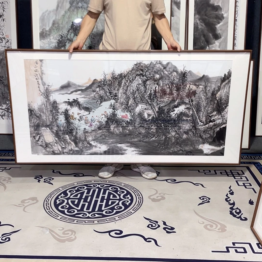 国画手绘画作品带框