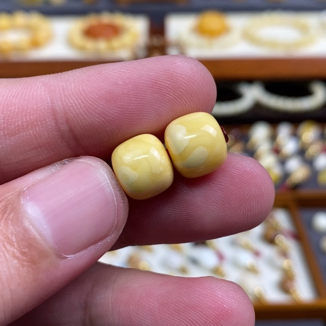 蜜蜡未镶嵌裸石配饰小年份氧化老型对珠尺寸11