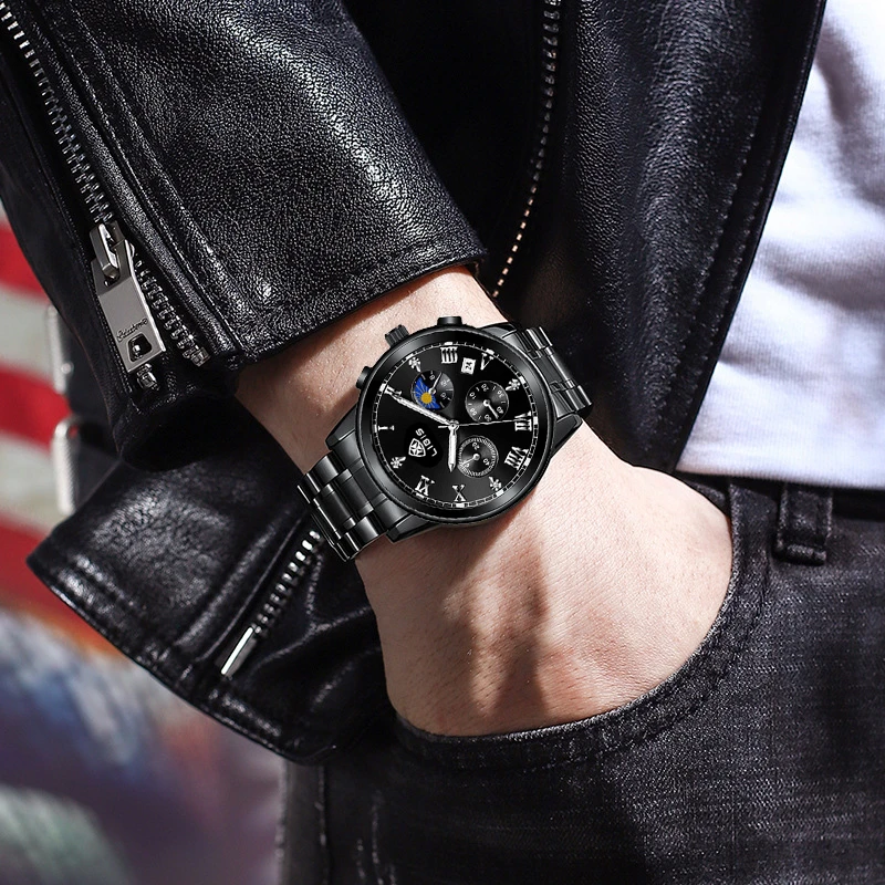 【专柜直发】新款飞行员月相系列高级男士防水夜光腕表a