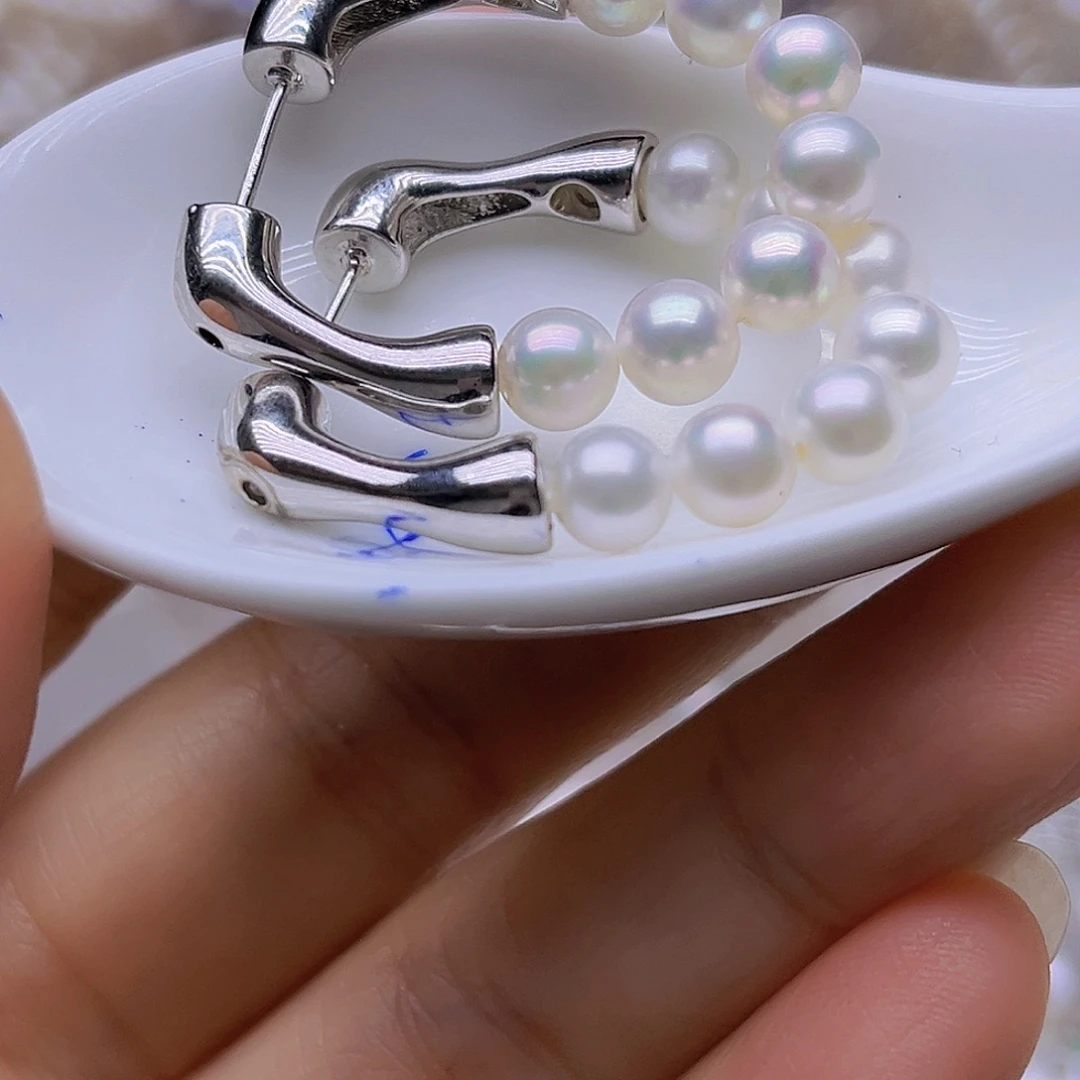 淡水珍珠银S925镶嵌吊坠或者耳钉