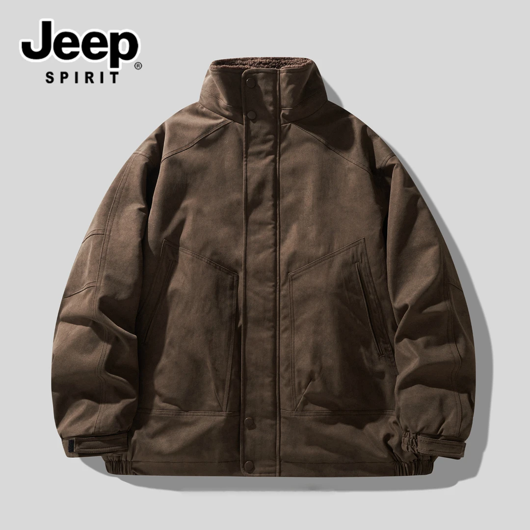 JEEP吉普高端重磅加厚工装夹克男士冬季御寒保暖棉袄潮流新款外套