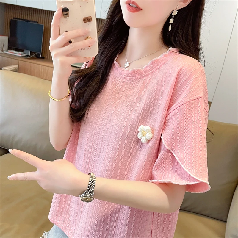 多巴胺穿搭可爱洋气短袖t恤女夏季精致上衣新爆款时尚体桖polo衫