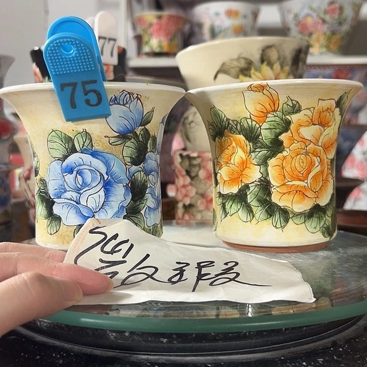 景德镇幸运花盆手绘韩式花盆