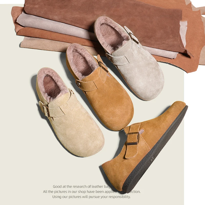 2025年春季新款软底勃肯鞋加绒纯色棉鞋一脚蹬勃肯女鞋