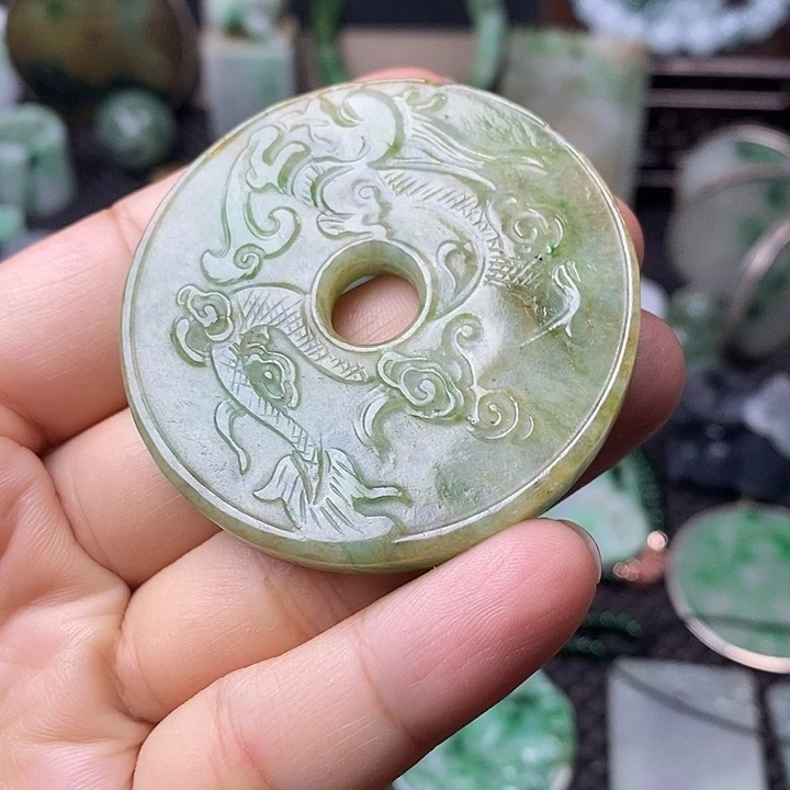 翡翠未镶嵌颈饰1****3缅甸天然翡翠龙璧