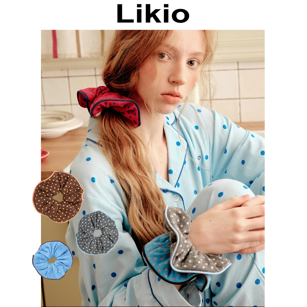 Likio 原创设计 彩色波点柔软大肠发圈 设计感手帕女发饰丸子头绳