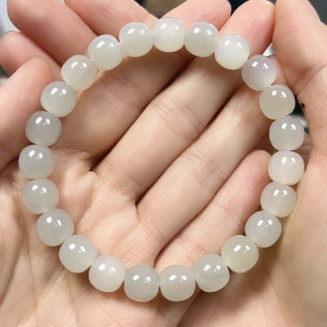 和田玉未镶嵌手串卡9老形珠珠宝级货头