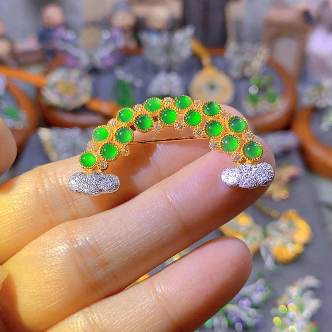 颈饰银S925镶嵌翡翠