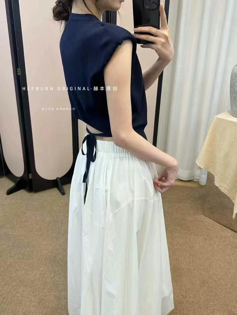 （王倩家严选）冰丝后细绳百搭上衣