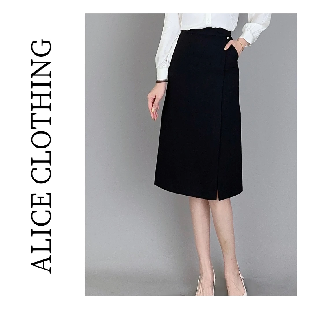 4 alicelulu都市解构通勤半裙优雅开衩 气质百搭 S621086T