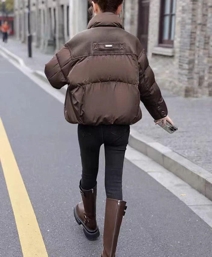 03172-3-DQ咖色加厚短款外套