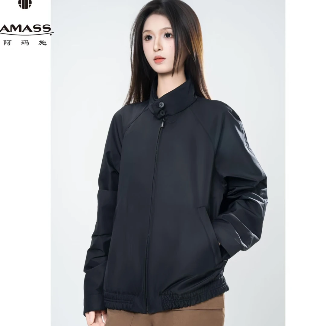 阿玛施AMASS · 简约百搭540087休闲高级宽松黑色夹克外套
