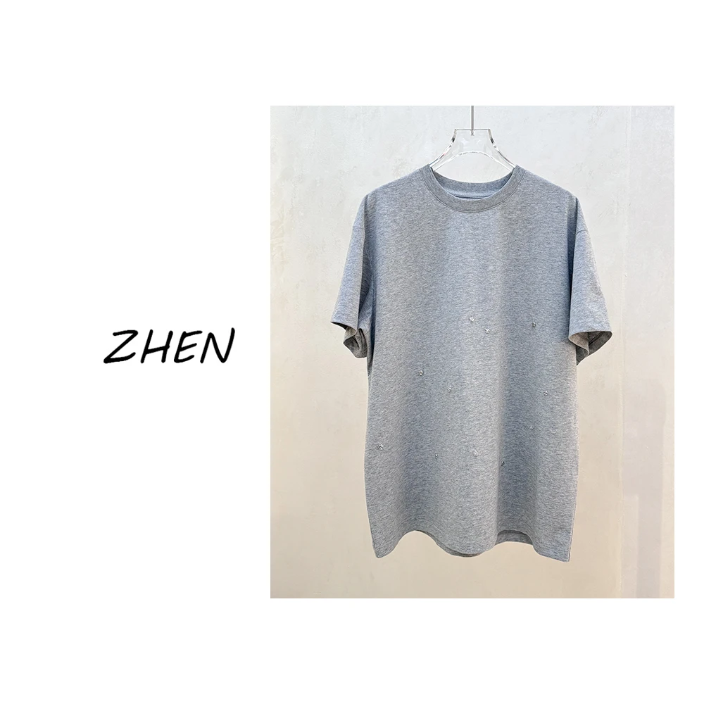 【ZHEN】25K00116 2025新款修身显瘦气质小众设计师款短袖T恤打底