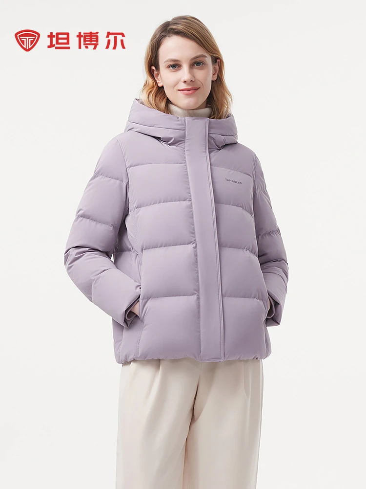坦博尔24新款舒适显瘦连帽短款羽绒服经典保暖外套TBF510368A