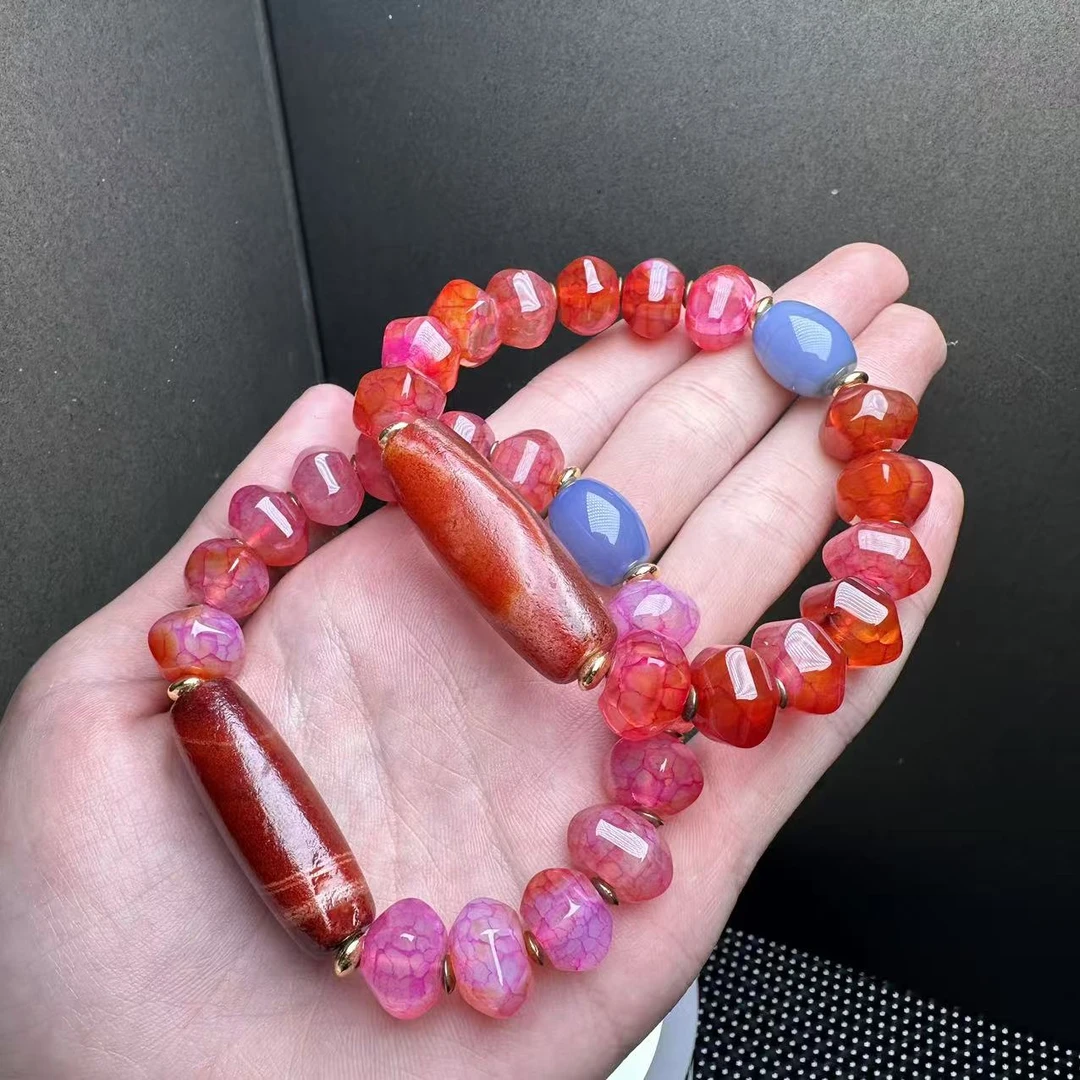 江德洋珠宝S7755（玉甲）极光赤炎苍穹玛瑙手串-多样性发一件